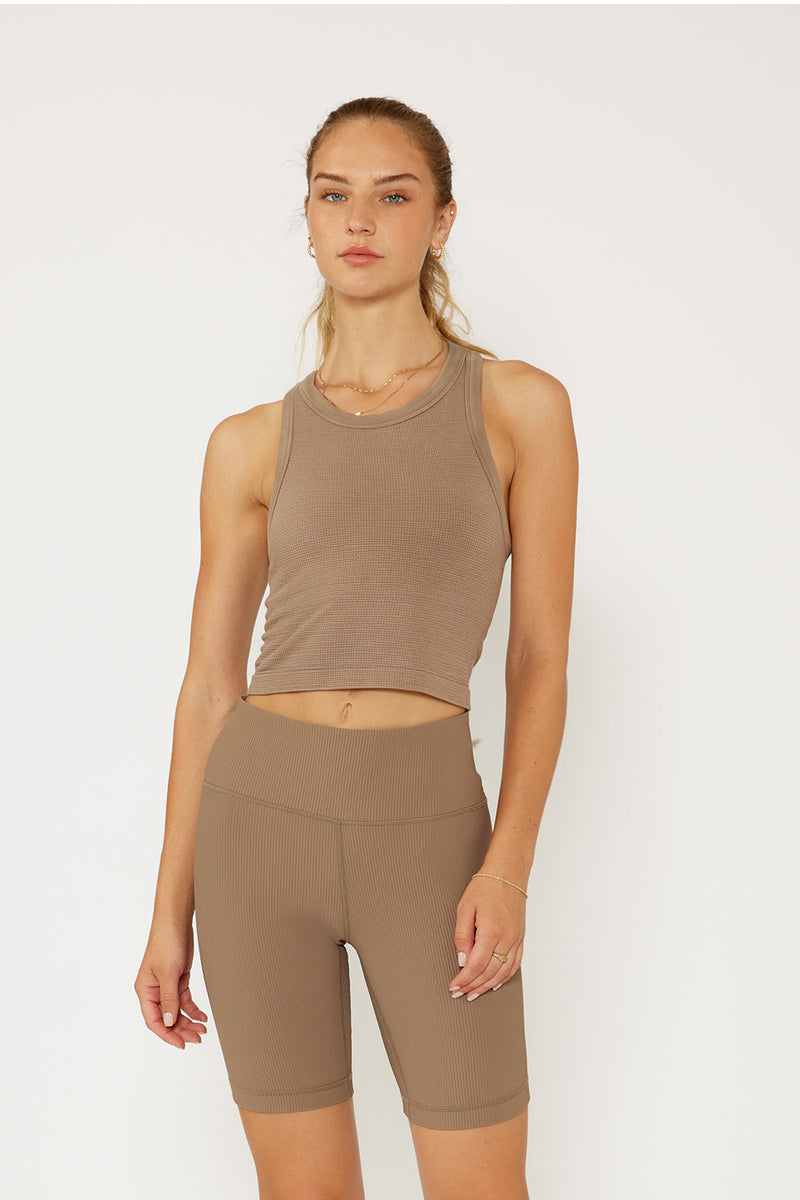 Cream Yoga - Mia high neck tank bra oyster