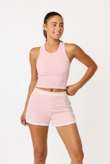 Cream Yoga - Mia high-neck bra tank blush