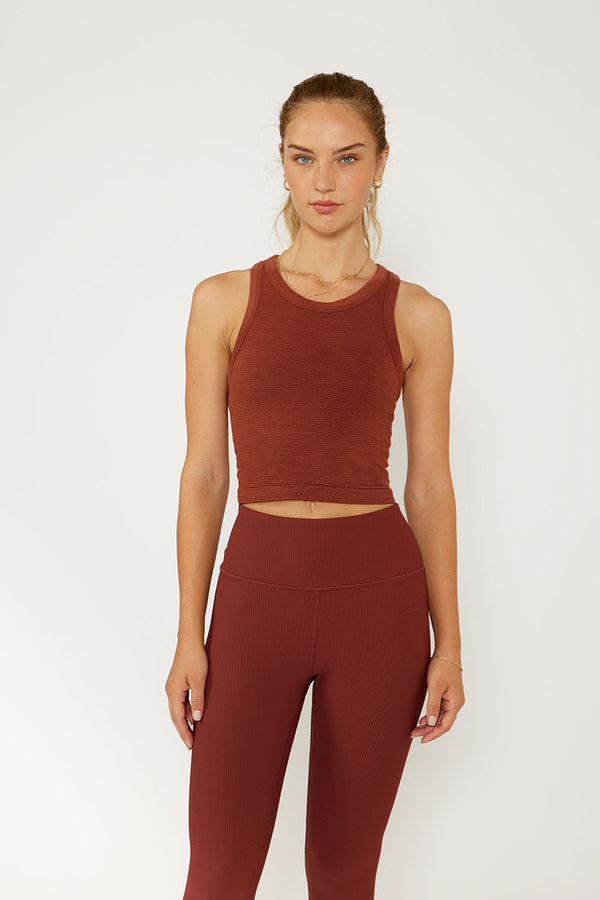 Mia high-neck tank bra wine