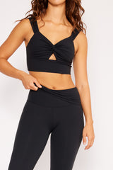 Cream Yoga - Molly twisted front bra top black