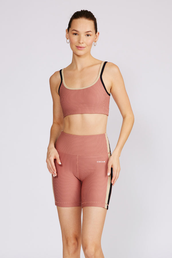 Nora double-strap bra top dusty pink