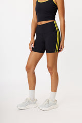 Oriana ribbed biker shorts black / lemon