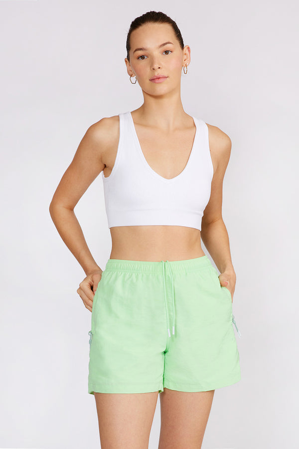 Sage v-neck seamless bra top white