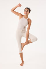 Cream Yoga - Sicily capri leggings 18" oat