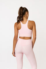Sophia high neck ribbed bra top blush print