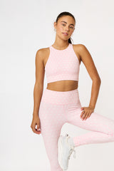 Cream Yoga - Sophia high neck ribbed bra top blush print