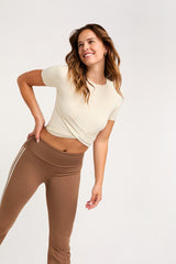 Cream Yoga - Summer twist front top cream