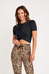 Summer twist front top black