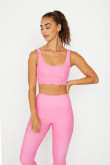 Cream Yoga - Venesa ribbed bustier sports bra pink