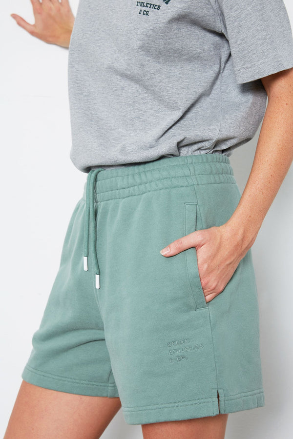 Anna high-rise french terry shorts sage