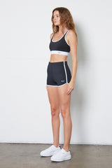 Blake contrast binding sports bra black