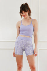 Cream Yoga - Abby pocket biker shorts lavender cheetah