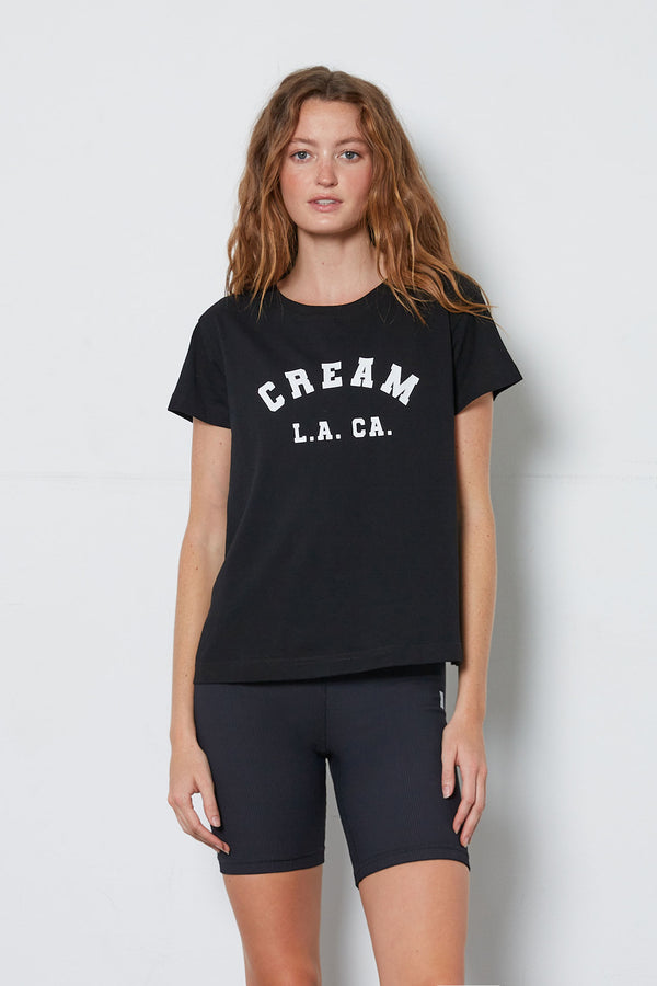 Cream Yoga - Emily crew neck core tee black