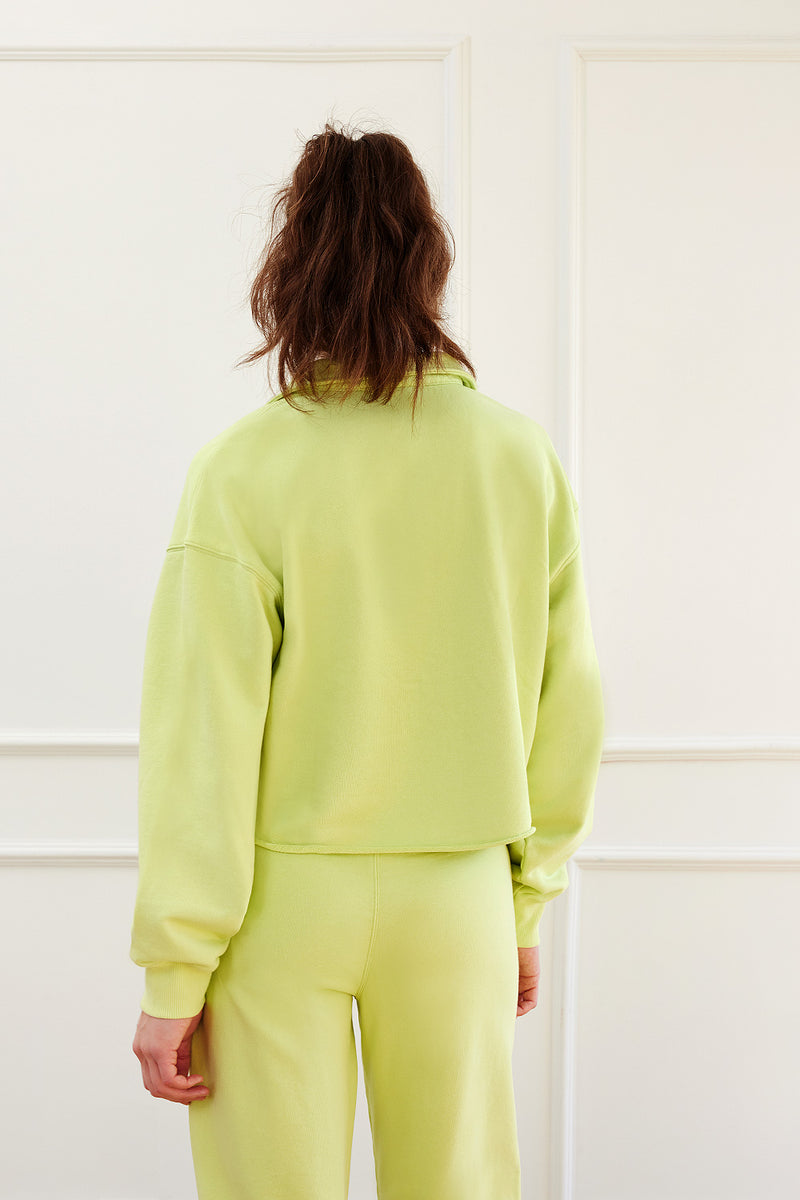 Kyle cropped polo pullover lime