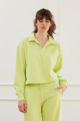 Cream Yoga - Kyle cropped polo pullover lime