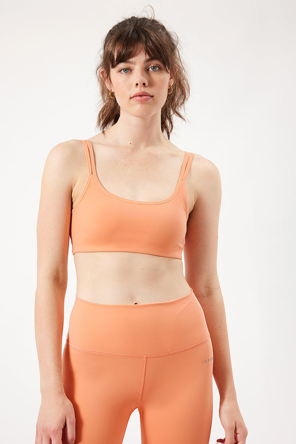 Beige Double Strap Ruched Sports Bra & Reviews - Beige - Sustainable Yoga  Tops