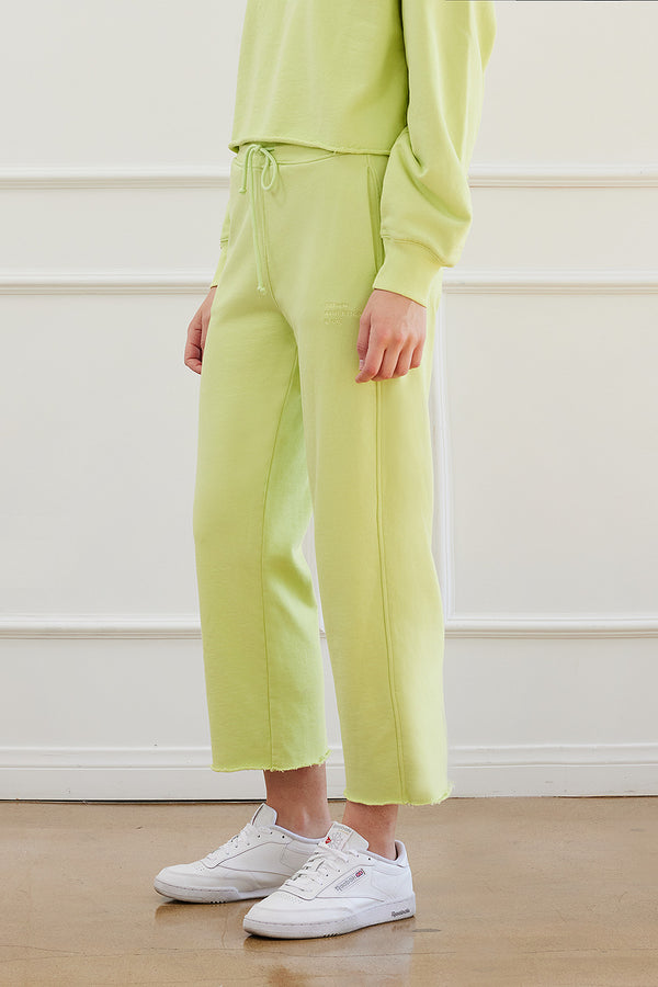Cream Yoga - Phoenix cropped straight-cut sweatpants lime
